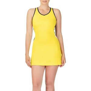 Fila Yellow Heritage Racerback Pickleball Tennis Dress w/ Shorts NEW Size XS